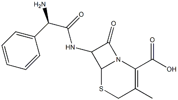 7-[(R)-2-Amino-2-phenylacetylamino]-3-methyl-8-oxo-5-thia-1-azabicyclo[4.2.0]oct-2-ene-2-carboxylic acid Structure