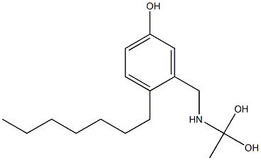 3-[(1,1-ジヒドロキシエチル)アミノメチル]-4-ヘプチルフェノール 化学構造式