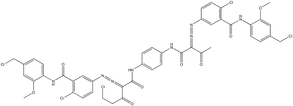3,3'-[2-(Chloromethyl)-1,4-phenylenebis[iminocarbonyl(acetylmethylene)azo]]bis[N-[4-(chloromethyl)-2-methoxyphenyl]-6-chlorobenzamide] Structure