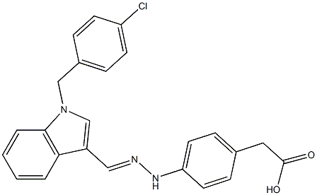 4-[2-[[1-(4-Chlorobenzyl)-1H-indol-3-yl]methylene]hydrazino]benzeneacetic acid,,结构式