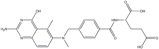 N-[4-[[2-アミノ-4-ヒドロキシ-5-メチルキナゾリン-6-イル(メチル)アミノ]メチル]ベンゾイル]-L-グルタミン酸 化学構造式