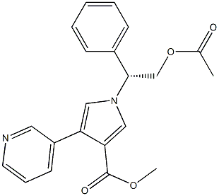 1-[(R)-1-Phenyl-2-acetoxyethyl]-4-(3-pyridinyl)-1H-pyrrole-3-carboxylic acid methyl ester Struktur