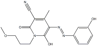 1,2-Dihydro-6-hydroxy-5-(m-hydroxyphenylazo)-1-(3-methoxypropyl)-4-methyl-2-oxopyridine-3-carbonitrile,,结构式