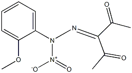 3-[2-ニトロ-2-(2-メトキシフェニル)ヒドラゾノ]ペンタン-2,4-ジオン 化学構造式