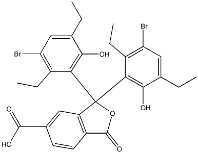 1,1-ビス(3-ブロモ-2,5-ジエチル-6-ヒドロキシフェニル)-1,3-ジヒドロ-3-オキソイソベンゾフラン-6-カルボン酸 化学構造式