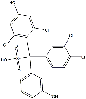 (3,4-Dichlorophenyl)(2,6-dichloro-4-hydroxyphenyl)(3-hydroxyphenyl)methanesulfonic acid,,结构式