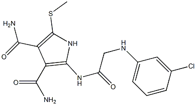 2-[[[(m-Chlorophenyl)amino]acetyl]amino]-5-[methylthio]-1H-pyrrole-3,4-dicarboxamide,,结构式