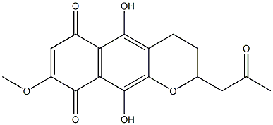 3,4-Dihydro-5,10-dihydroxy-8-methoxy-2-(2-oxopropyl)-2H-naphtho[2,3-b]pyran-6,9-dione,,结构式