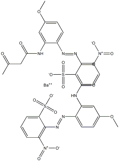 Bis[2-[2-(1,3-dioxobutylamino)-4-methoxyphenylazo]-3-nitrobenzenesulfonic acid]barium salt Struktur