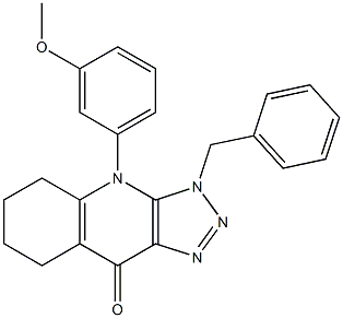 3-Benzyl-4-(3-methoxyphenyl)-5,6,7,8-tetrahydro-3H-1,2,3-triazolo[4,5-b]quinolin-9(4H)-one Struktur