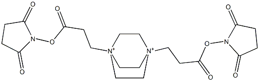 1,4-Bis[2-(2,5-dioxopyrrolidin-1-yloxycarbonyl)ethyl]-1,4-diazoniabicyclo[2.2.2]octane Structure
