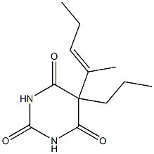 5-(1-メチル-1-ブテニル)-5-プロピルバルビツル酸 化学構造式