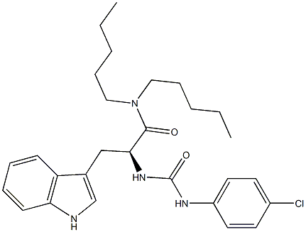 (S)-2-[3-(4-Chlorophenyl)ureido]-3-(1H-indol-3-yl)-N,N-dipentylpropanamide 结构式