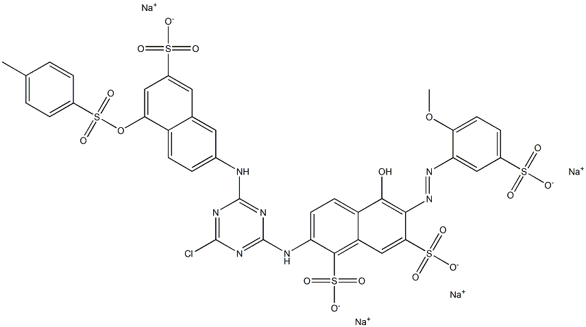 2-[4-Chloro-6-[7-sulfo-5-(4-methylphenylsulfonyloxy)-2-naphtylamino]-1,3,5-triazin-2-ylamino]-5-hydroxy-6-(2-methoxy-5-sulfophenylazo)-1,7-naphthalenedisulfonic acid tetrasodium salt