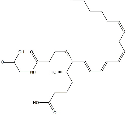 (5S,6R,7E,9E,11Z,14Z)-6-[[2-[(カルボキシメチル)カルバモイル]エチル]チオ]-5-ヒドロキシ-7,9,11,14-イコサテトラエン酸 化学構造式