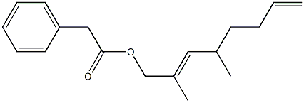 Phenylacetic acid 2,4-dimethyl-2,7-octadienyl ester Struktur