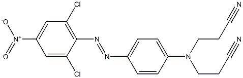 4-(2,6-ジクロロ-4-ニトロフェニルアゾ)-N,N-ジシアノエチルアニリン 化学構造式