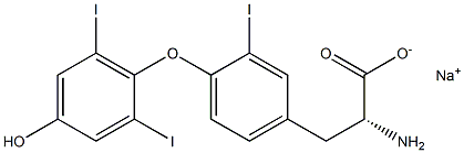 (R)-2-アミノ-3-[4-(4-ヒドロキシ-2,6-ジヨードフェノキシ)-3-ヨードフェニル]プロパン酸ナトリウム 化学構造式