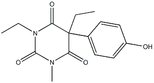 5-エチル-5-(4-ヒドロキシフェニル)-1-メチル-3-エチルピリミジン-2,4,6(1H,3H,5H)-トリオン 化学構造式