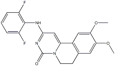6,7-Dihydro-2-(2,6-difluorophenylamino)-9,10-dimethoxy-4H-pyrimido[6,1-a]isoquinolin-4-one,,结构式