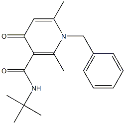 1-ベンジル-1,4-ジヒドロ-2,6-ジメチル-N-tert-ブチル-4-オキソピリジン-3-カルボアミド 化学構造式