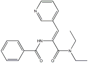 N-[2-(3-Pyridyl)-1-(diethylaminocarbonyl)ethenyl]benzamide Struktur