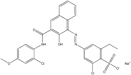 2-Chloro-6-ethyl-4-[[3-[[(2-chloro-4-methoxyphenyl)amino]carbonyl]-2-hydroxy-1-naphtyl]azo]benzenesulfonic acid sodium salt|