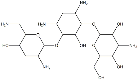 3,5-Diamino-2-[(3-amino-6-aminomethyl-5-hydroxytetrahydro-2H-pyran-2-yl)oxy]-6-[(4-amino-3,5-dihydroxy-6-hydroxymethyltetrahydro-2H-pyran-2-yl)oxy]-1-cyclohexanol Structure