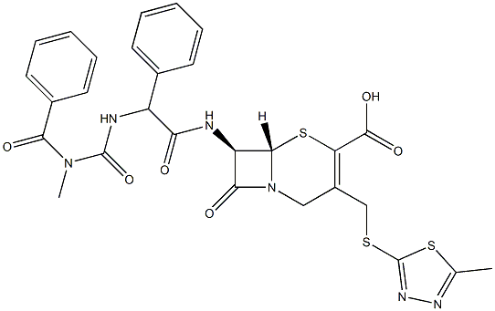 (7R)-7-[2-(3-Benzoyl-3-methylureido)-2-phenylacetylamino]-3-[(5-methyl-1,3,4-thiadiazol-2-yl)thiomethyl]cepham-3-ene-4-carboxylic acid Structure