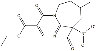 10-Formyl-4,6,7,8,9,10-hexahydro-8-methyl-10-nitro-4-oxopyrimido[1,2-a]azepine-3-carboxylic acid ethyl ester,,结构式