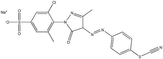 3-Chloro-4-[5-oxo-4,5-dihydro-3-methyl-4-[(4-thiocyanatophenyl)azo]-1H-pyrazol-1-yl]-5-methylbenzenesulfonic acid sodium salt Struktur