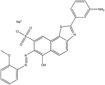 2-(3-Aminophenyl)-6-hydroxy-7-[(2-methoxyphenyl)azo]naphtho[2,1-d]thiazole-8-sulfonic acid sodium salt Struktur