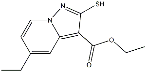 2-メルカプト-5-エチルピラゾロ[1,5-a]ピリジン-3-カルボン酸エチル 化学構造式