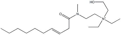 2-[N-Methyl-N-(3-decenoyl)amino]-N,N-diethyl-N-(2-hydroxyethyl)ethanaminium 结构式