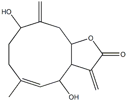 3a,4,7,8,9,10,11,11a-Octahydro-4,9-dihydroxy-6-methyl-3,10-bis(methylene)cyclodeca[b]furan-2(3H)-one Structure