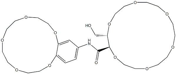 [2R,3S,(+)]-3-Hydroxymethyl-N-[(6,7,9,10,12,13,15,16-octahydro-5,8,11,14,17-pentaoxa-5H-benzocyclopentadecene)-2-yl]-1,4,7,10,13,16-hexaoxacyclooctadecane-2-carboxamide,,结构式