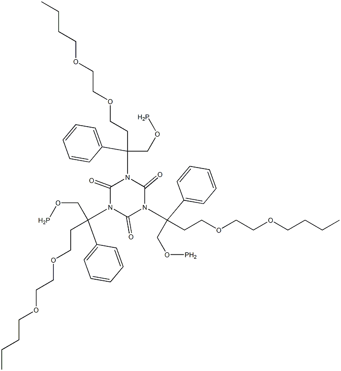 1,3,5-Tris[(butoxyethoxyethyl)phenylphosphinoxyethyl]isocyanurate 结构式