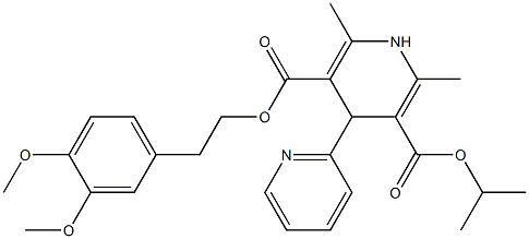 1,4-ジヒドロ-2,6-ジメチル-4-(2-ピリジル)ピリジン-3,5-ジカルボン酸3-イソプロピル5-(3,4-ジメトキシフェネチル) 化学構造式