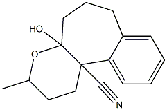 3-メチル-4a-ヒドロキシ-1,2,3,4a,5,6,7,11b-オクタヒドロベンゾ[3,4]シクロヘプタ[1,2-b]ピラン-11b-カルボニトリル 化学構造式
