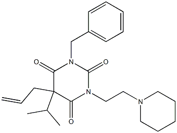 5-アリル-1-ベンジル-3-(2-ピペリジノエチル)-5-イソプロピルバルビツル酸 化学構造式