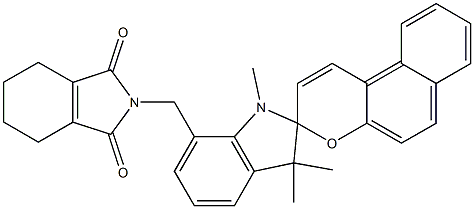 N-[[1',3',3'-トリメチルスピロ[3H-ナフト[2,1-b]ピラン-3,2'-インドリン]-7-イル]メチル]-3,4,5,6-テトラヒドロフタルイミド 化学構造式