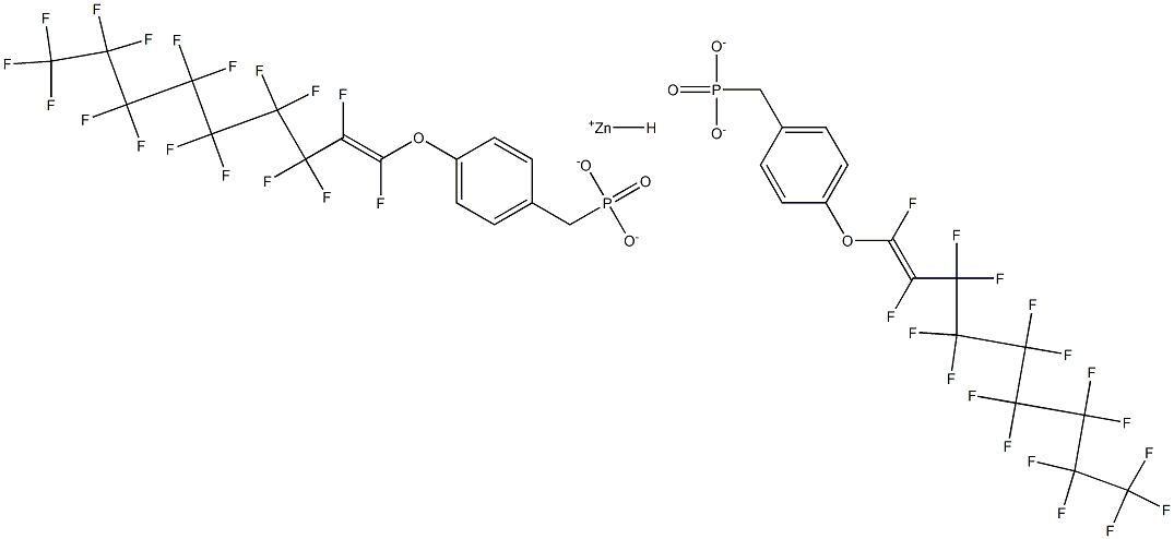 ビス[4-(ヘプタデカフルオロ-1-ノネニルオキシ)ベンジルホスホン酸水素]亜鉛 化学構造式