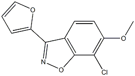 7-クロロ-6-メトキシ-3-(2-フラニル)-1,2-ベンゾイソオキサゾール 化学構造式