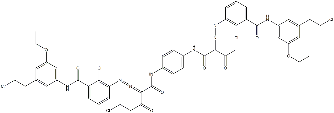 3,3'-[2-(1-Chloroethyl)-1,4-phenylenebis[iminocarbonyl(acetylmethylene)azo]]bis[N-[3-(2-chloroethyl)-5-ethoxyphenyl]-2-chlorobenzamide] Struktur