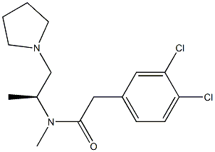 3,4-ジクロロ-N-メチル-N-[(S)-1-メチル-2-(1-ピロリジニル)エチル]ベンゼンアセトアミド 化学構造式