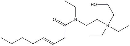 2-[N-エチル-N-(3-オクテノイル)アミノ]-N,N-ジエチル-N-(2-ヒドロキシエチル)エタンアミニウム 化学構造式