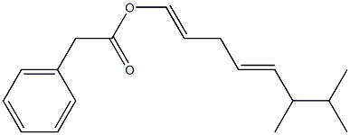 Phenylacetic acid 6,7-dimethyl-1,4-octadienyl ester Structure
