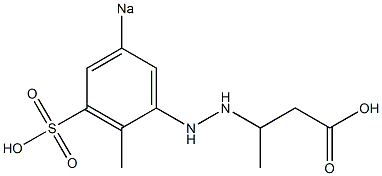 3-[2-(2-メチル-5-ソジオスルホフェニル)ヒドラジノ]ブタン酸 化学構造式