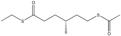 [R,(-)]-6-(アセチルチオ)-4-メチルヘキサンチオ酸S-エチル 化学構造式