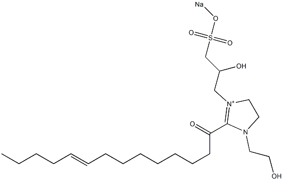 1-(2-Hydroxyethyl)-3-[2-hydroxy-3-(sodiooxysulfonyl)propyl]-2-(9-tetradecenoyl)-2-imidazoline-3-ium 结构式